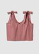 Pink stretch-cotton blouse with tie shoulder straps_4