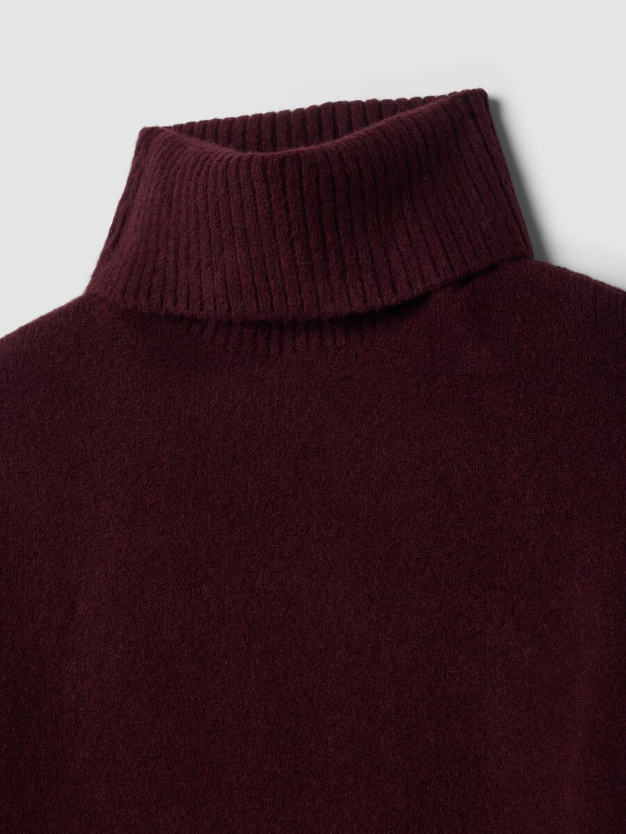 Purple stretch wool roll-neck dress_1