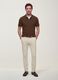 Beige slim-fit stretch cotton twill trousers_0