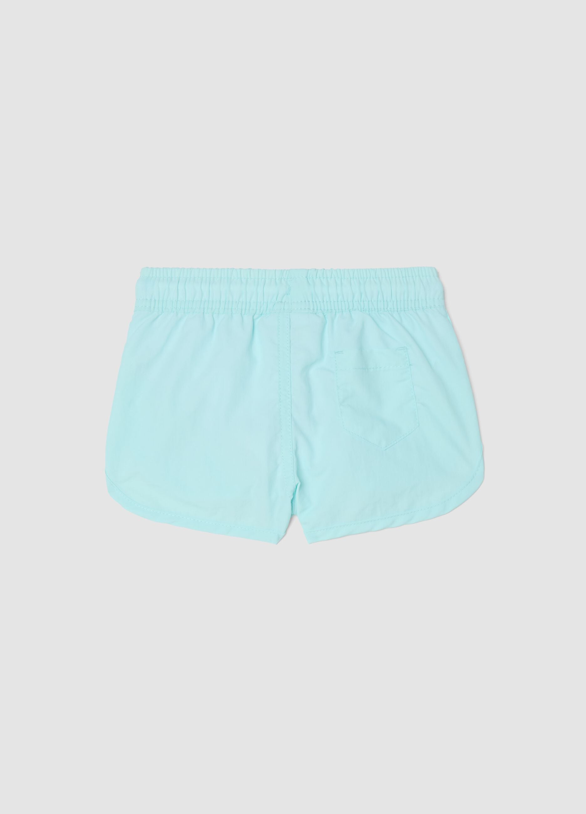 Sea-blue boxer swim shorts with back pocket