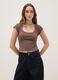 Brown slim fit stretch cotton t-shirt with studded neckline_2