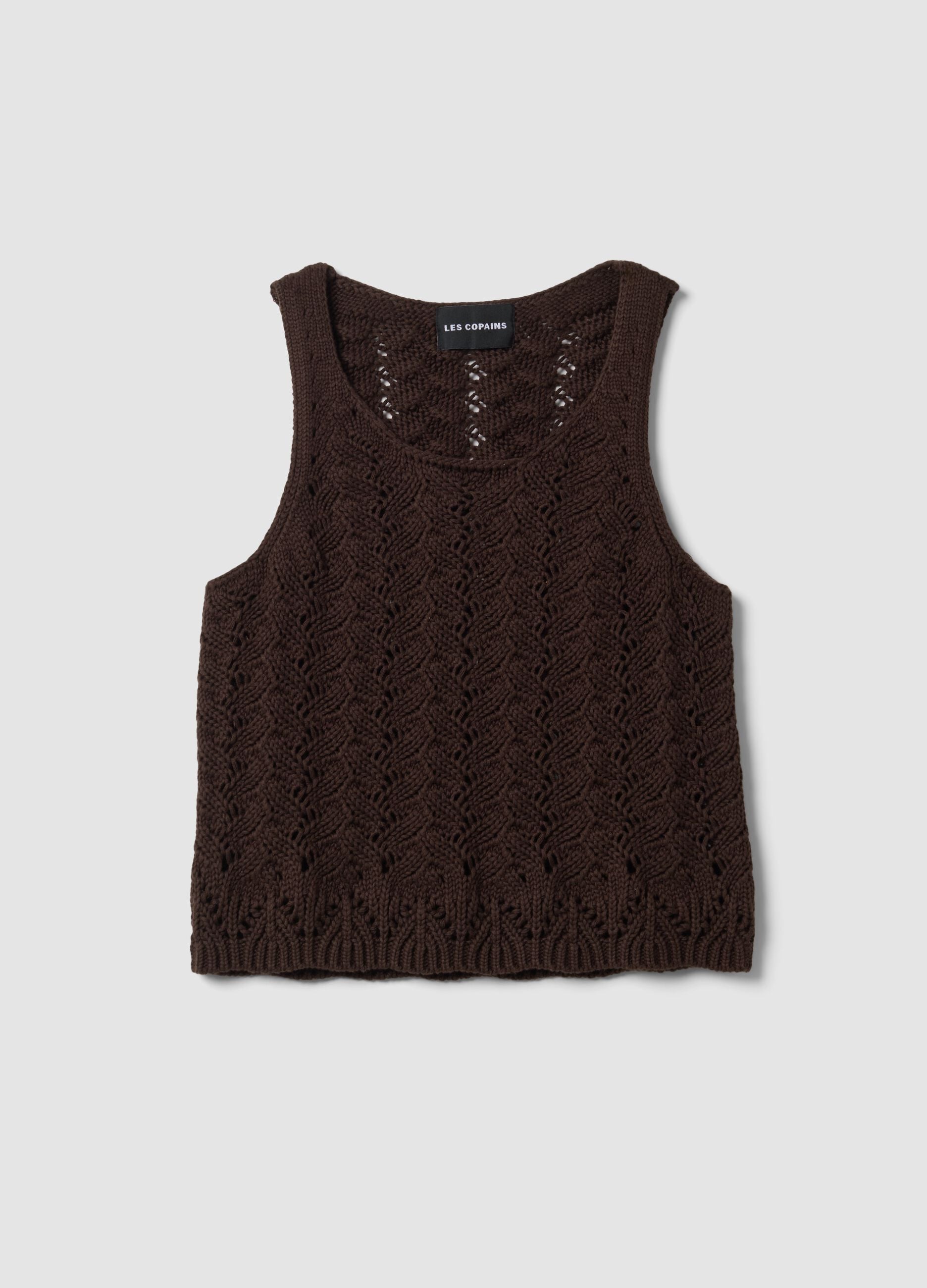 Brown pure cotton crochet tank top