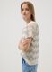 Beige open-knit top with light blue stripes in stretch cotton, regular fit_0