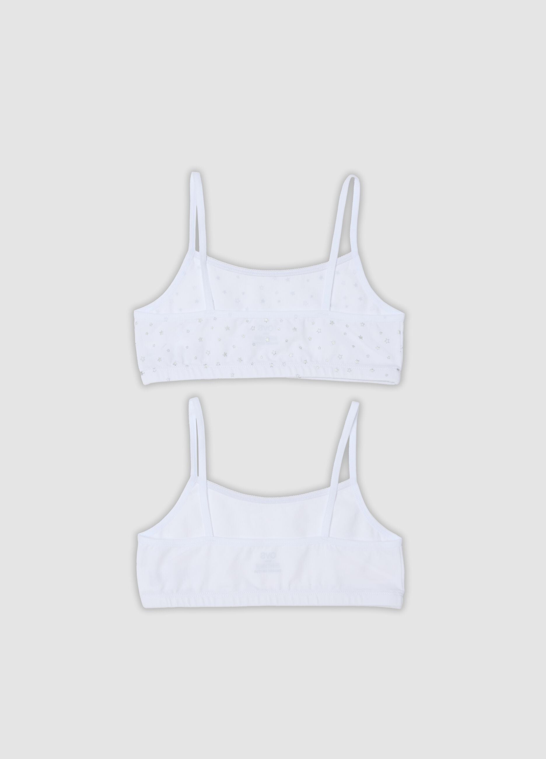2-pack of white organic stretch cotton bralettes for girls