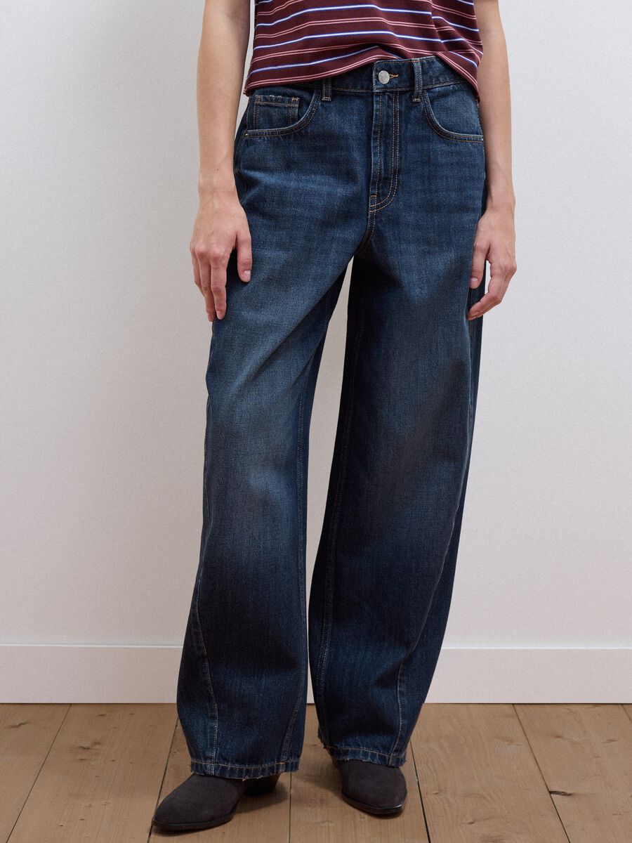 Jeans blu balloon fit in puro cotone_1
