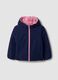 Reversible blue padded ultralight hooded jacket for girls_0