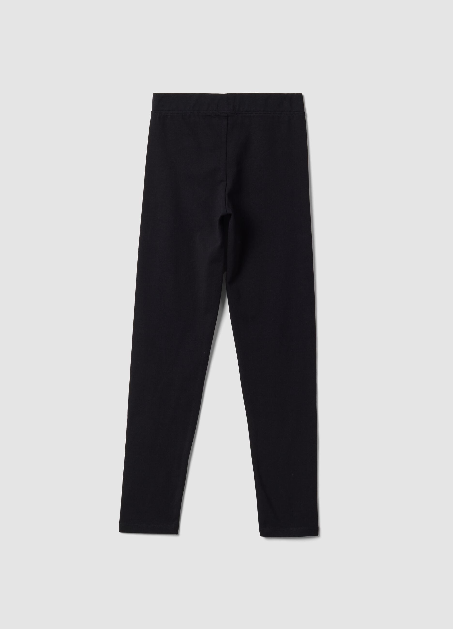 Girls&rsquo; black skinny-fit organic stretch cotton leggings