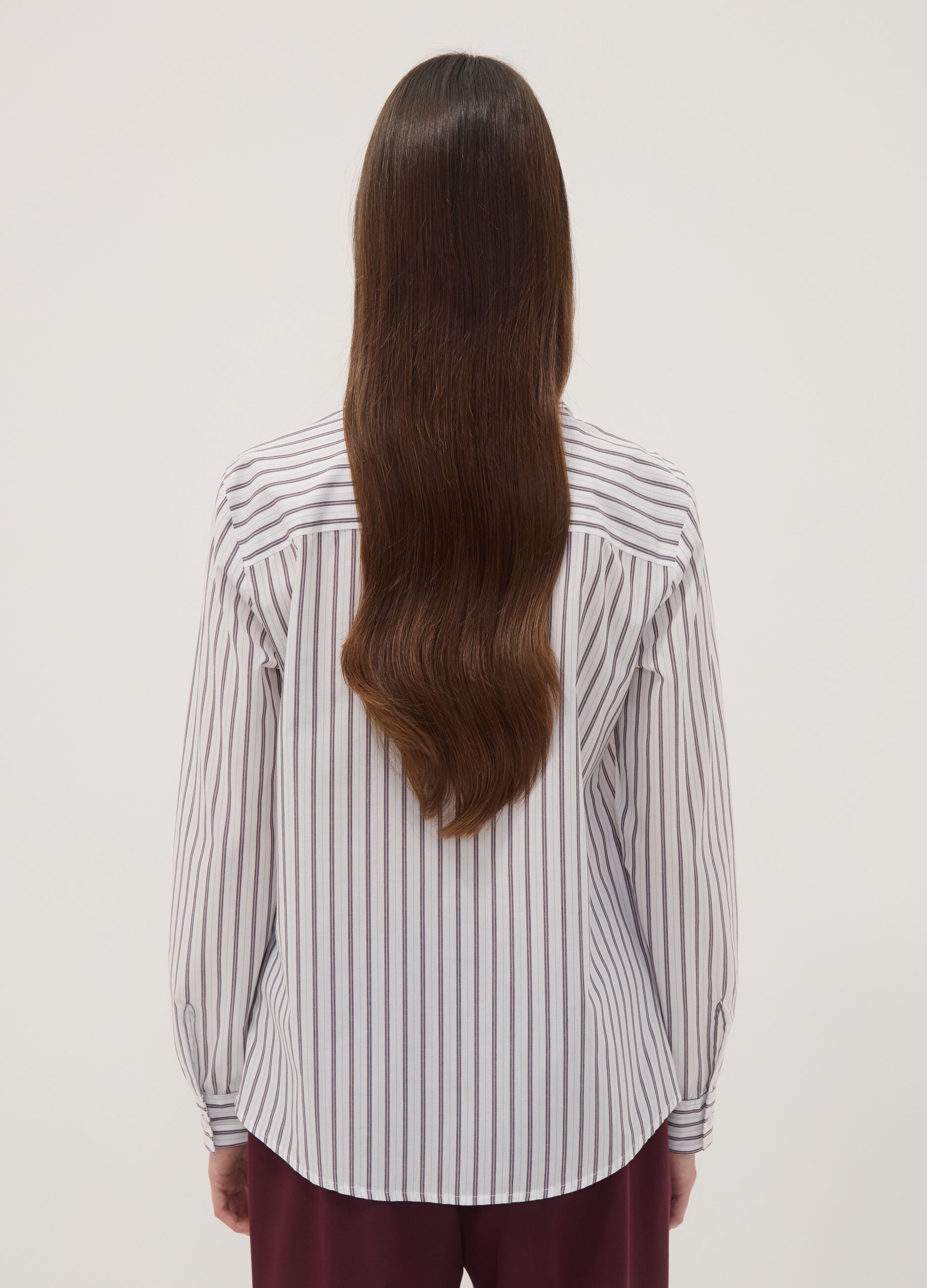 White striped long-sleeve slim-fit shirt