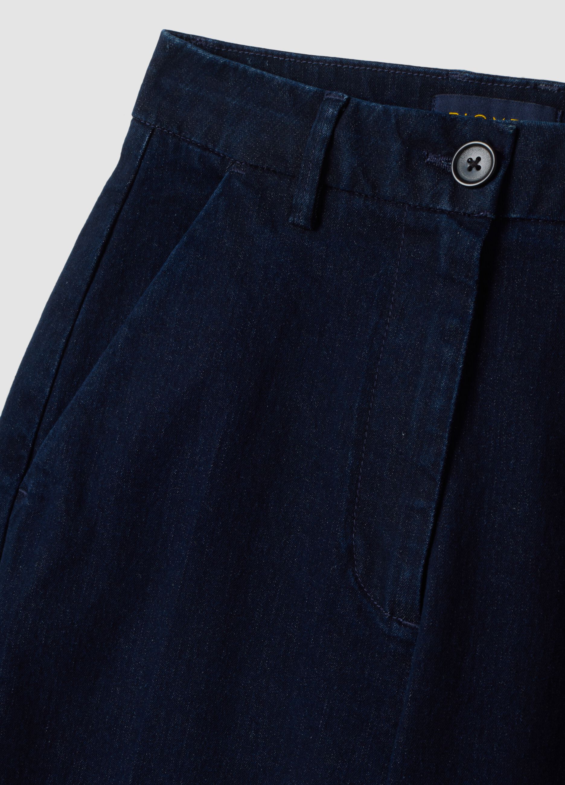 Blue wide-leg stretch cotton jeans