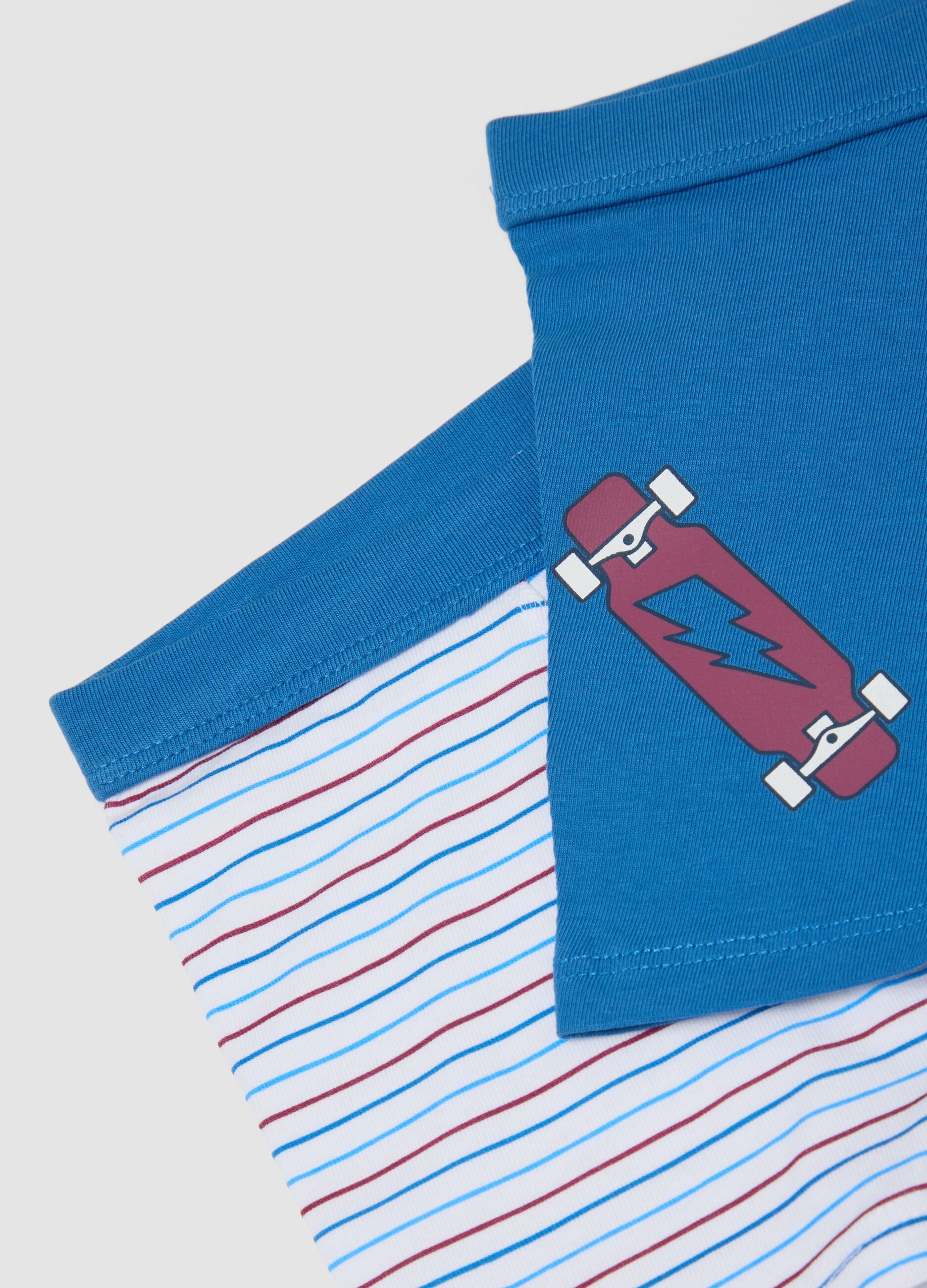 3-pack of multicolour organic stretch cotton midi boxer shorts with pattern