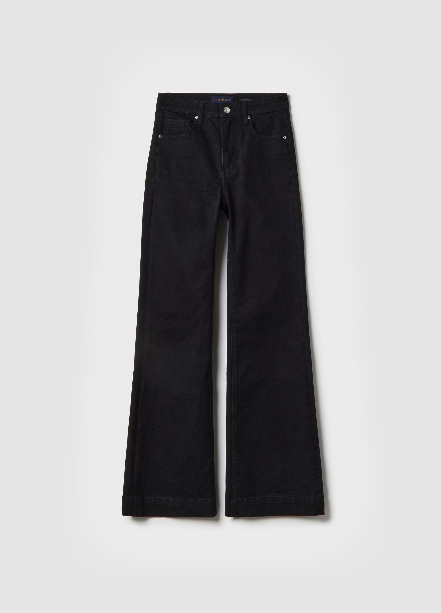 Black stretch cotton bootcut jeans