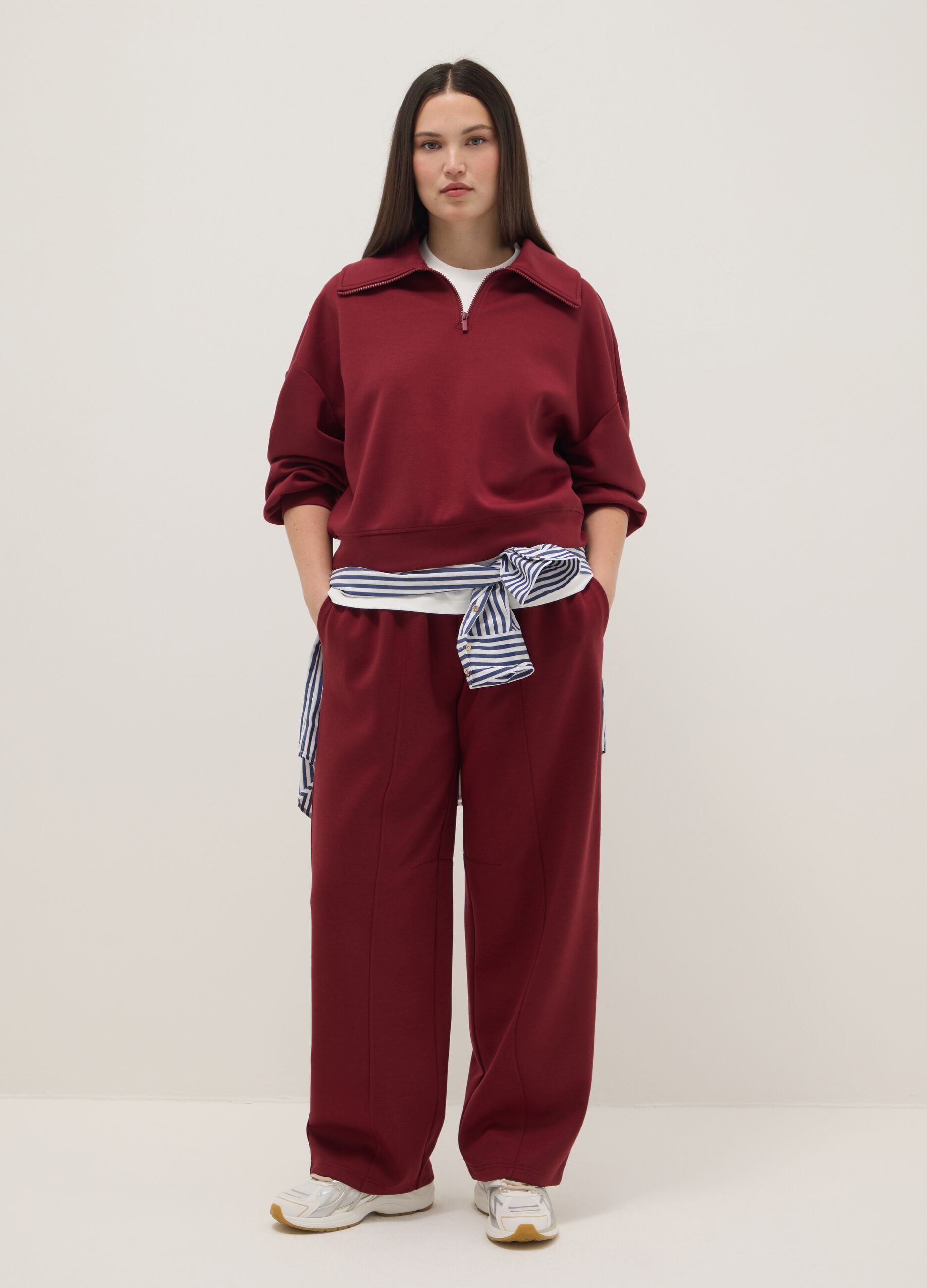 Red relaxed-fit stretch viscose trousers