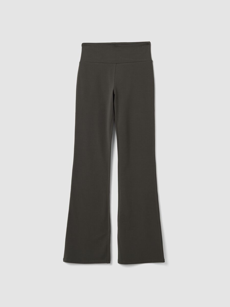 Grey stretch cotton flared trousers_4