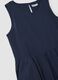 Blue sleeveless pure cotton dress with tiered skirt, regular fit_5
