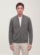 Grey full-zip piqu&eacute; sweatshirt in stretch fabric with ribbed collar_2