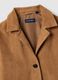 Brown genuine leather regular fit blazer with buttons_6