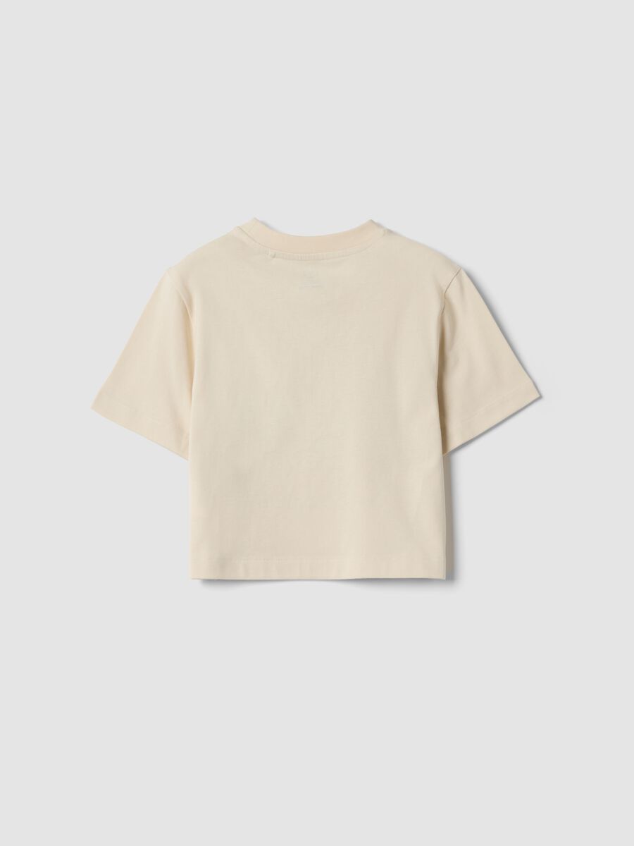 T-shirt beige a maniche corte in cotone organico_4