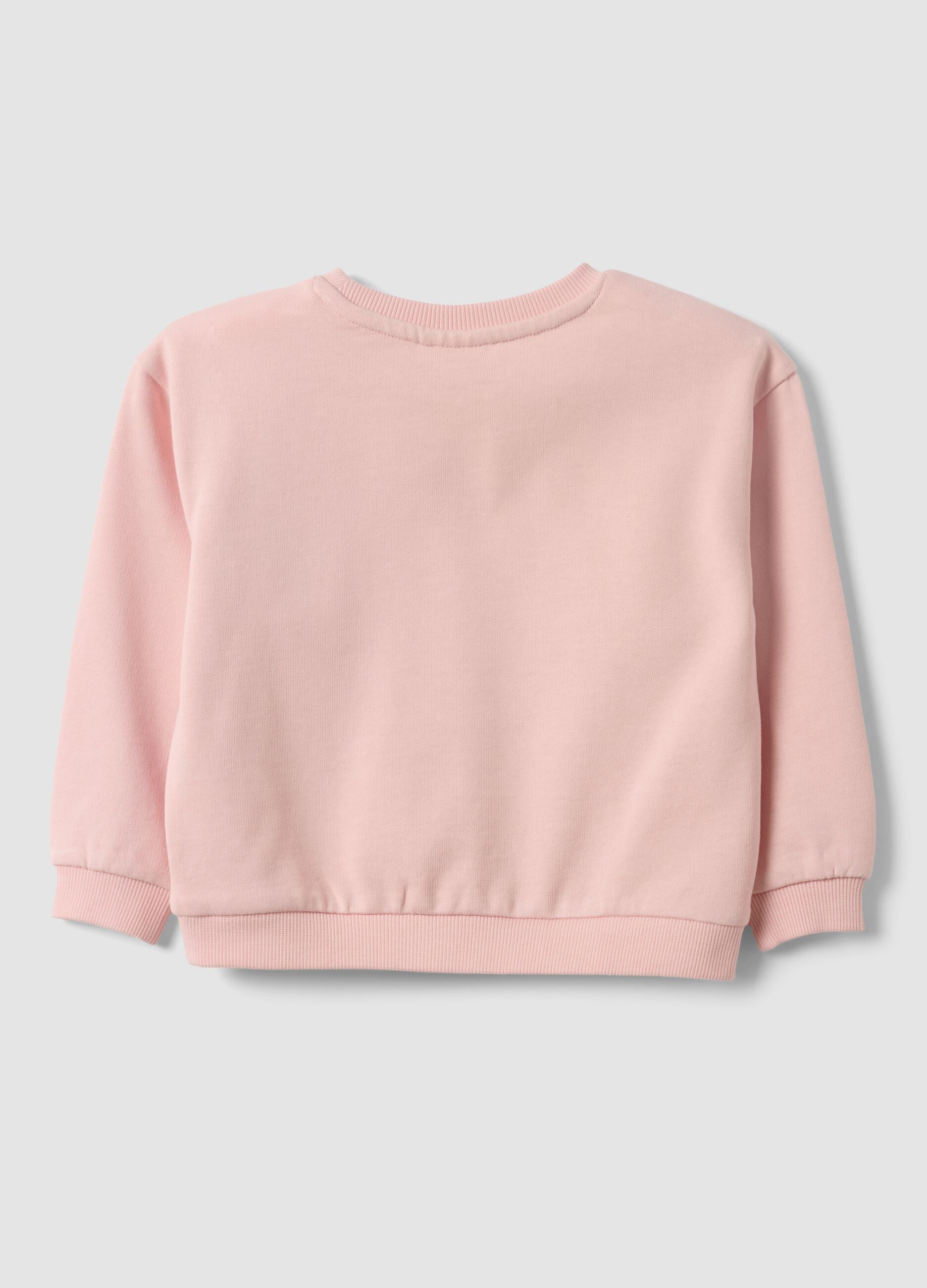 Pink oversized pure cotton sweatshirt with heart print for baby girl