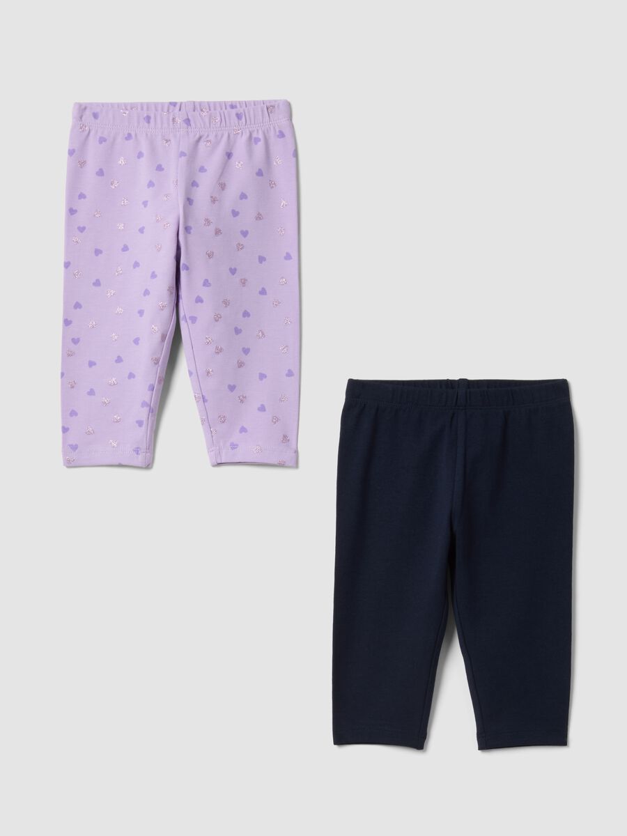 Bipack leggings in cotone elasticizzato multicolor per bimba_0