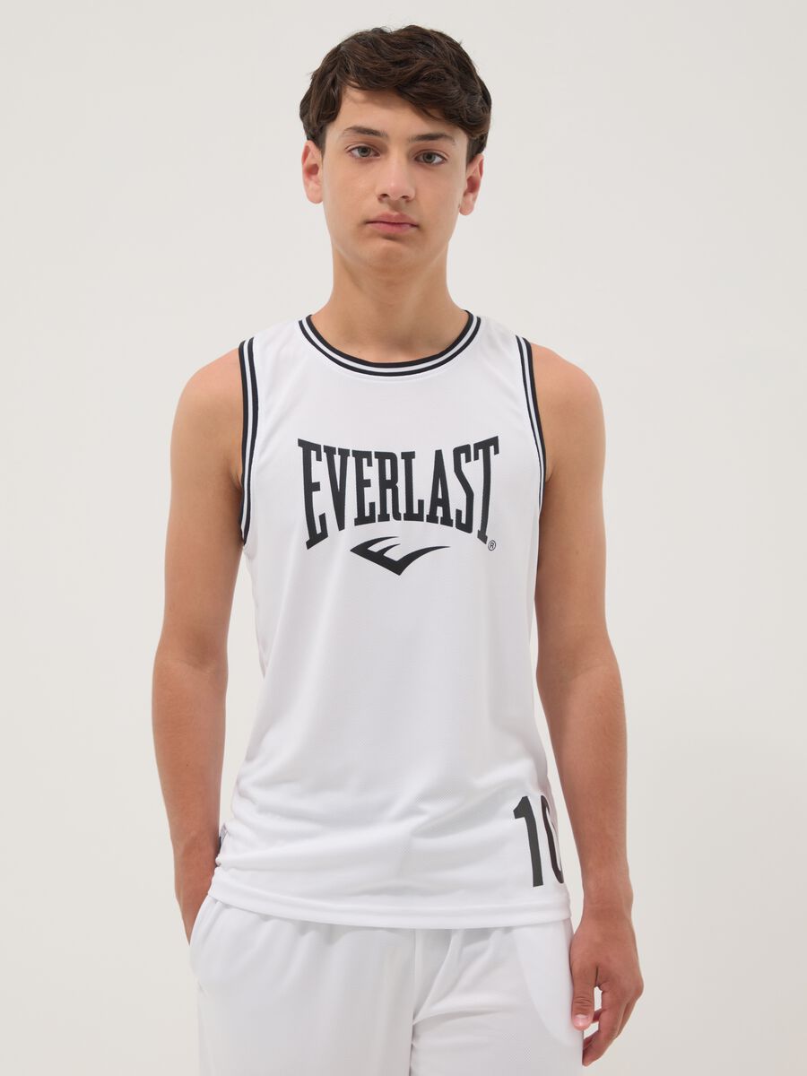 Canotta bianca regular fit con profili a contrasto per ragazzo over fit_0