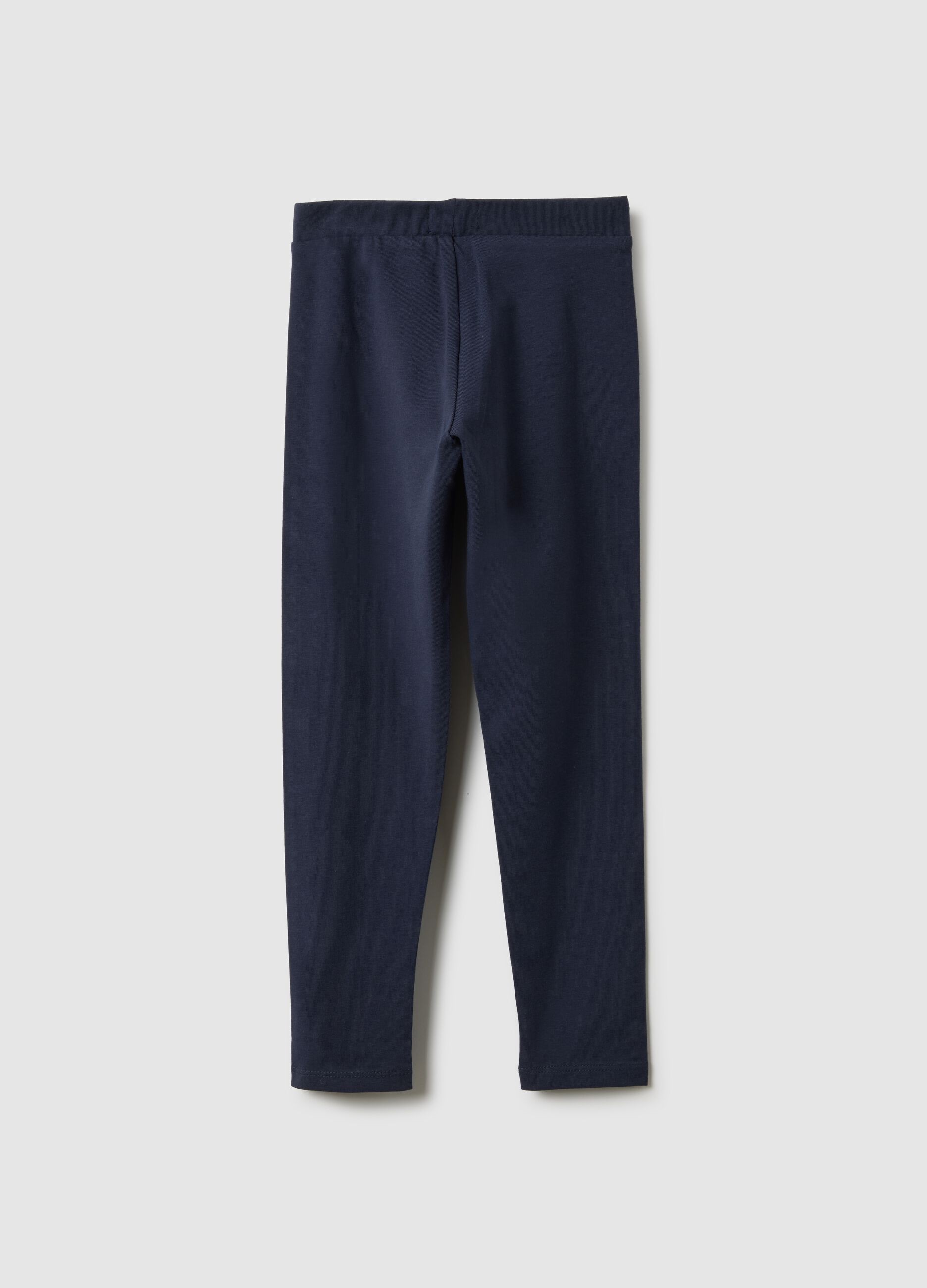 Girls' Blue Stretch Cotton Skinny Fit Leggings