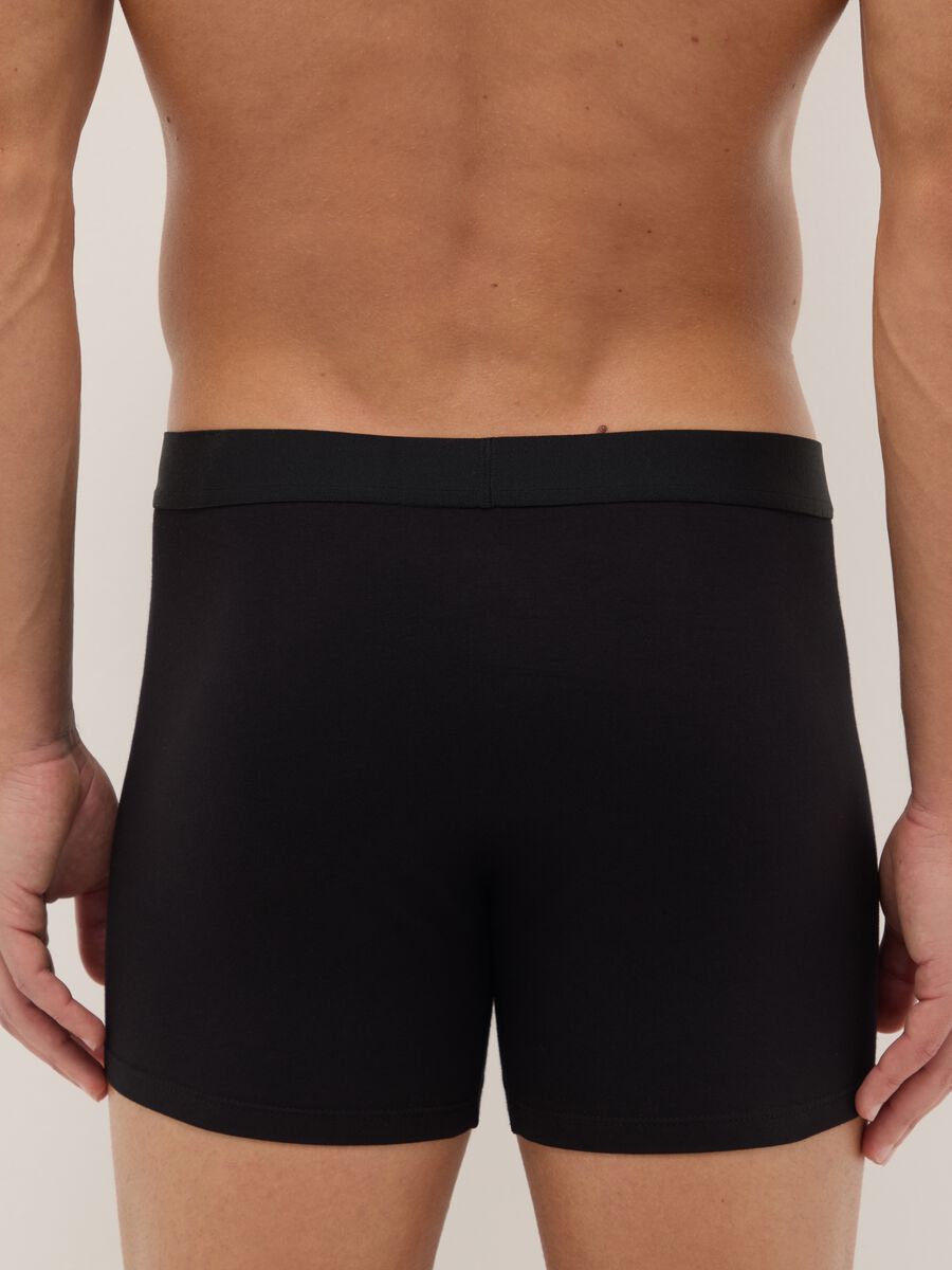 Pack of 3 black mid-length boxer briefs in stretch organic cotton, regular fit_2