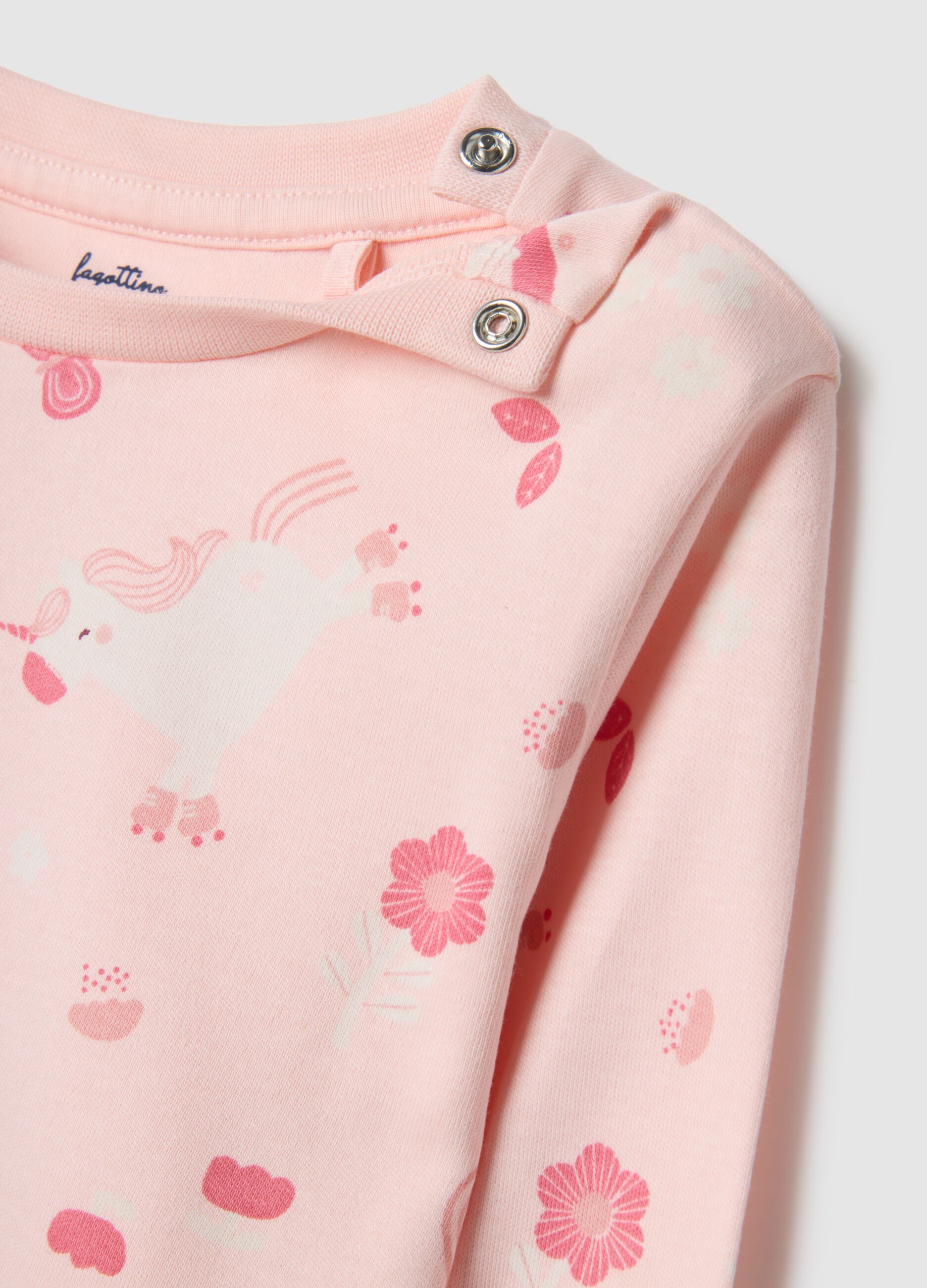 Multicoloured pure cotton regular fit pyjamas for baby girls with unicorns
