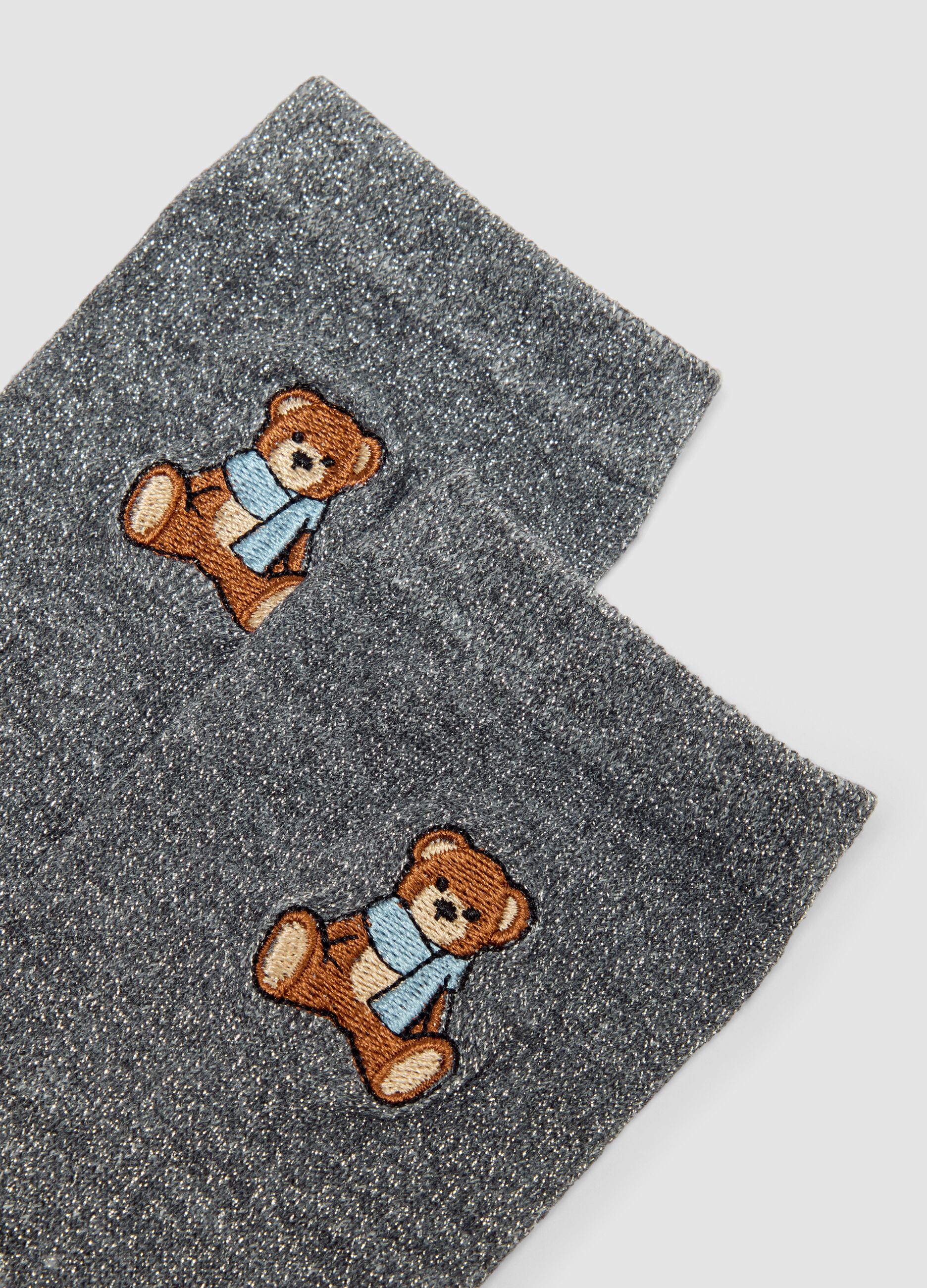 Grey organic stretch-cotton socks with embroidered detail