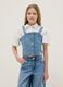 Blue Stretch Denim Cotton Crop Top for Girls Slim Fit_0