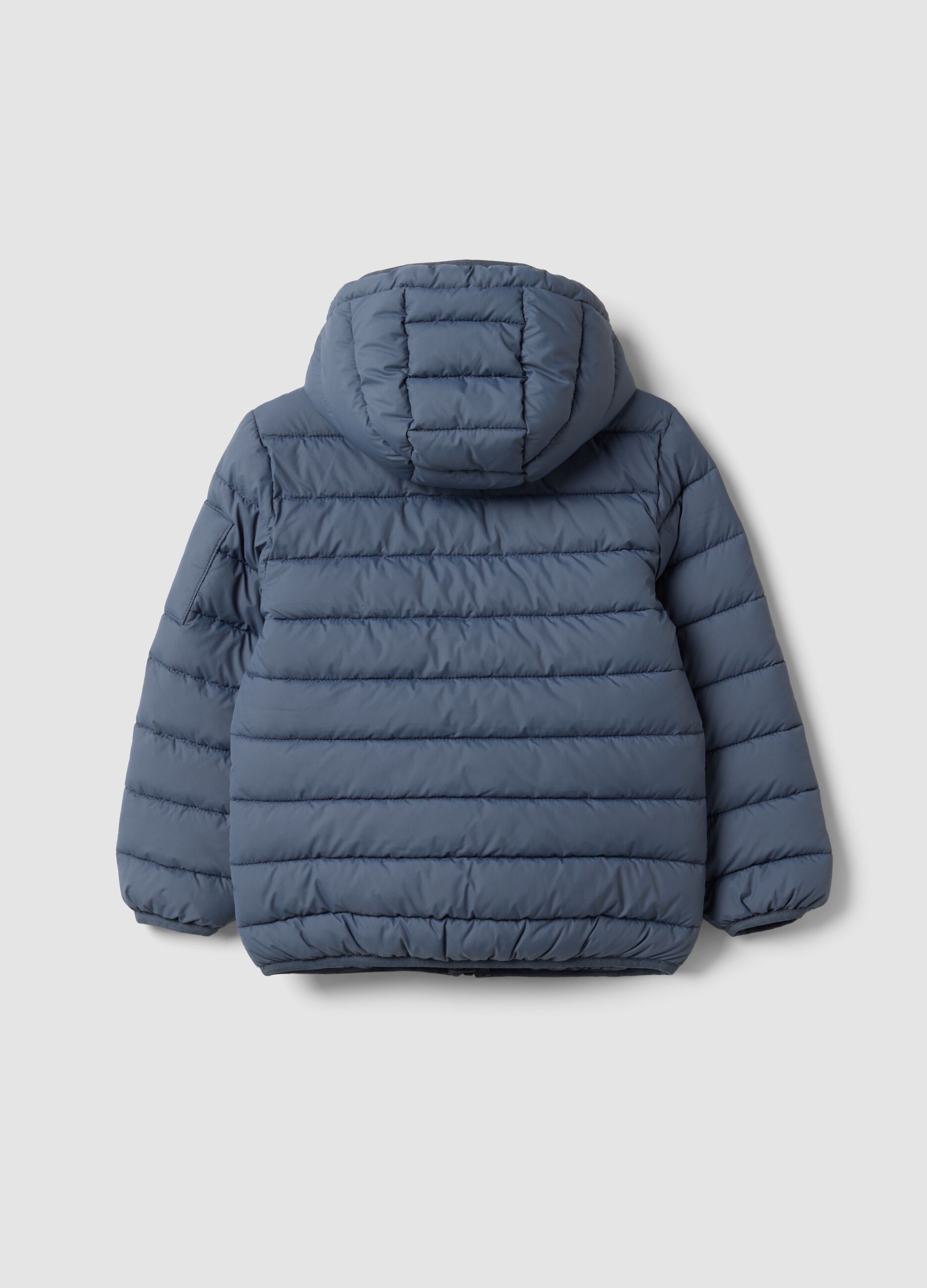 Grey ultralight padded hooded zip jacket for boys