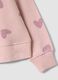 Pink pure cotton sweatshirt with heart print and crew neck for girls_2