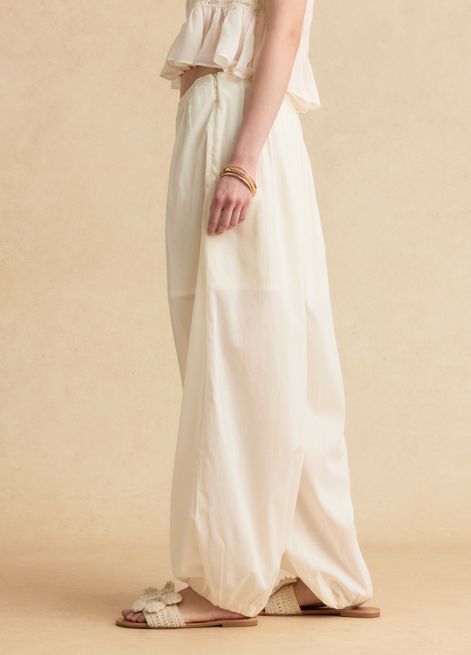 Relaxed-fit white pure cotton jogger trousers