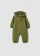 Green dinosaur hooded babygrow in pure organic cotton_0