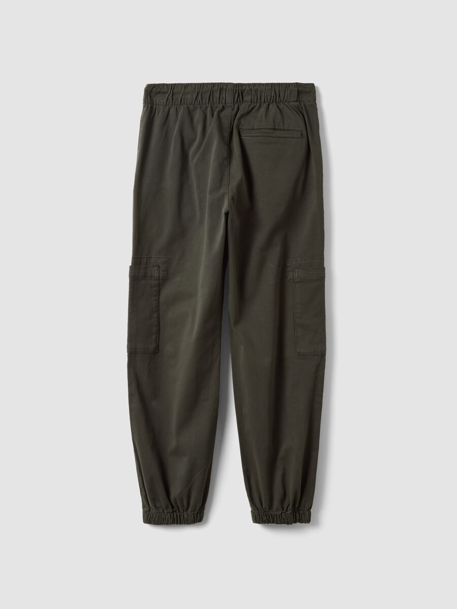Green stretch cotton cargo joggers_2