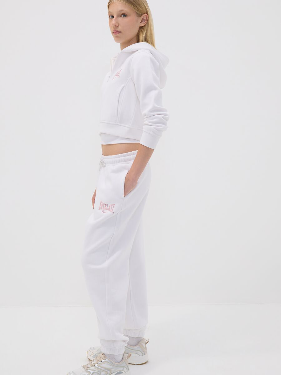 White cotton-blend girls&rsquo; joggers, regular fit_0