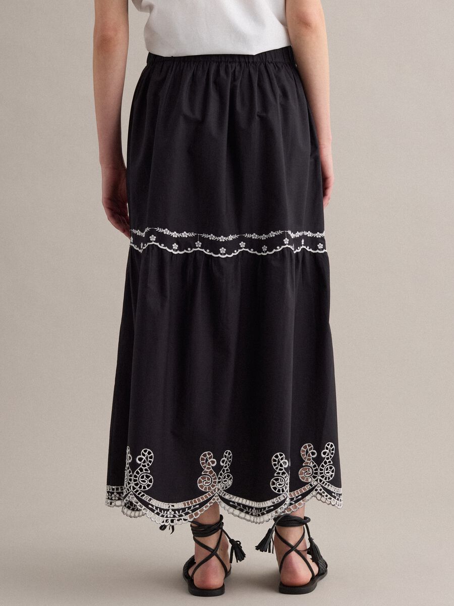 Long blue pure cotton skirt with embroidery_2