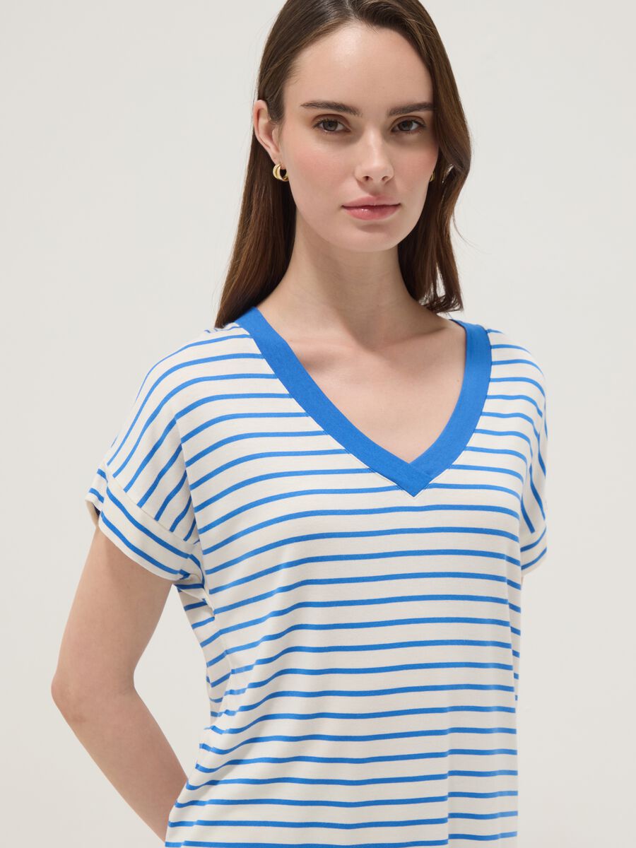 Blue striped stretch viscose T-shirt_2