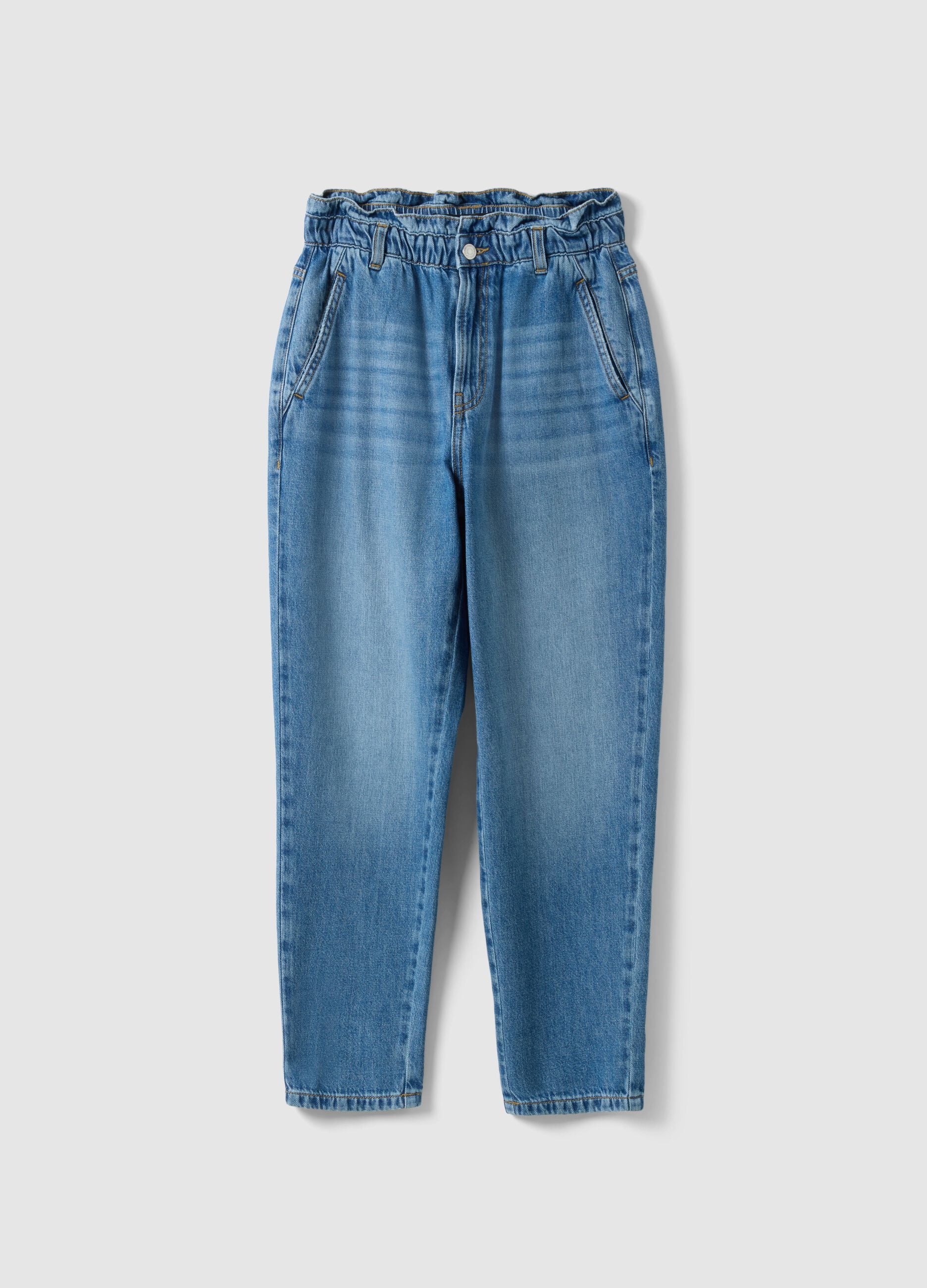 Blue Pure Cotton Baggy Trousers