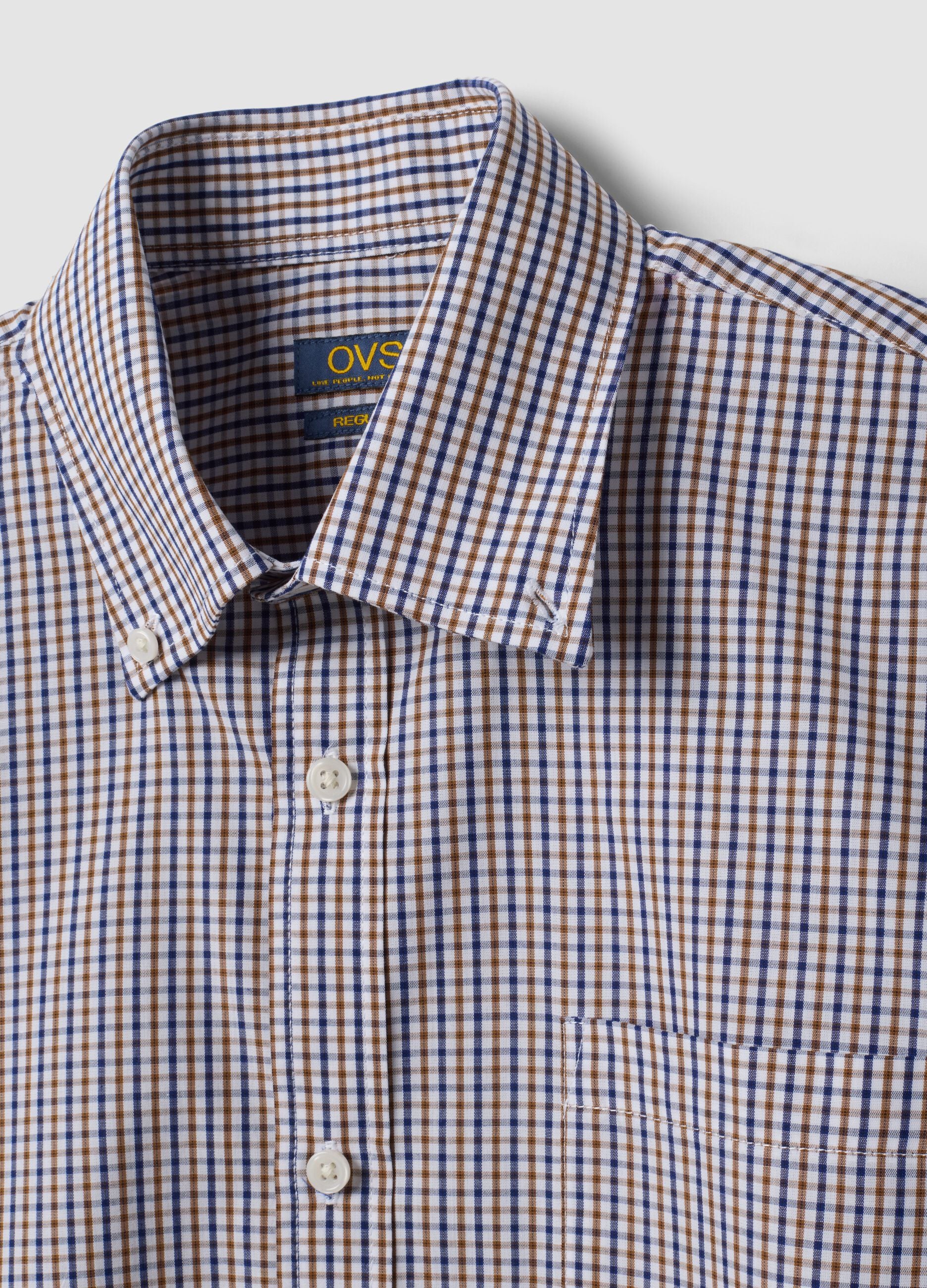 Easy-iron multicolour cotton-blend checked button-down shirt, regular fit