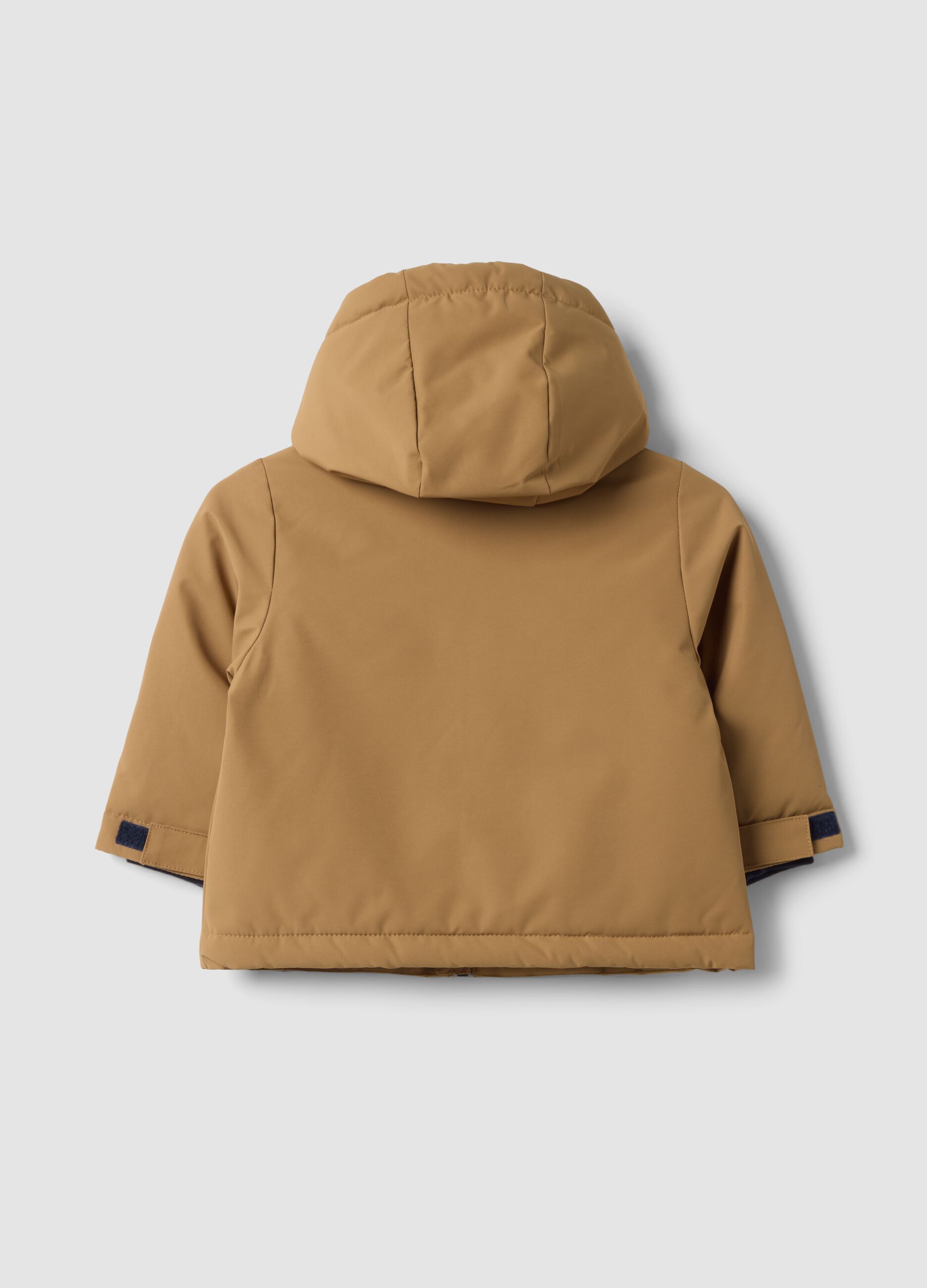 Brown padded hooded zip-up jacket for boys