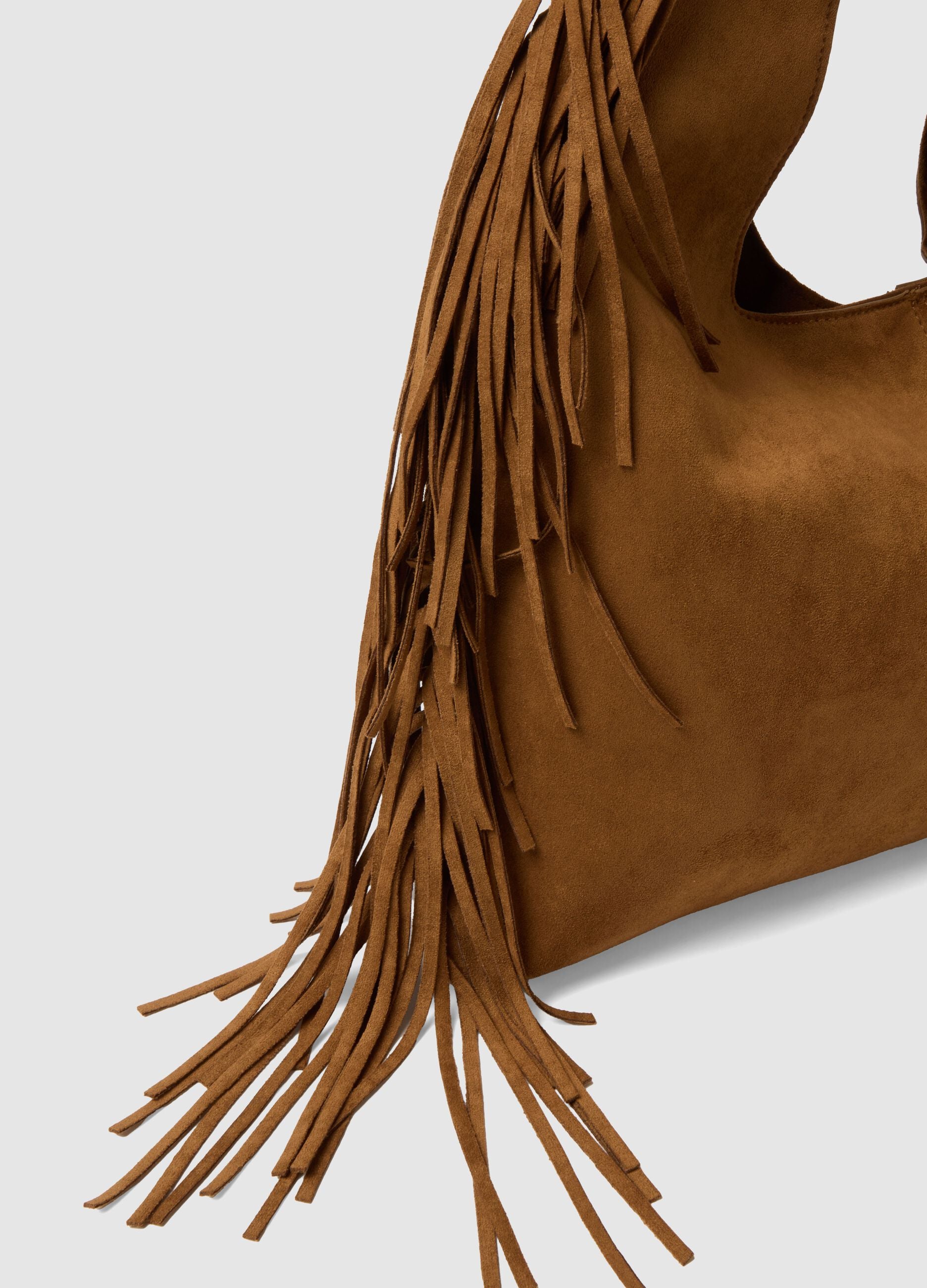 Brown fringe handbag