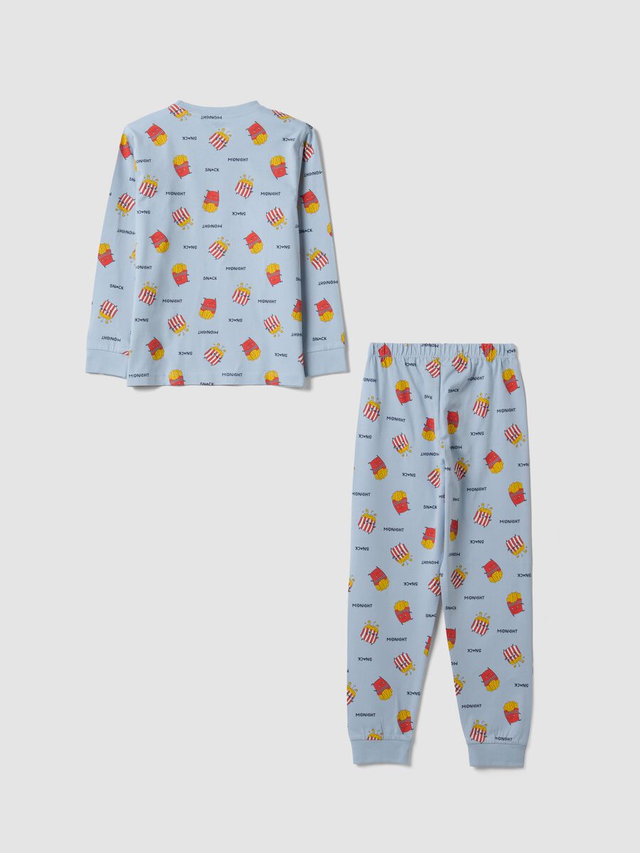 Light blue pure organic cotton pyjamas with all-over print for boys_1