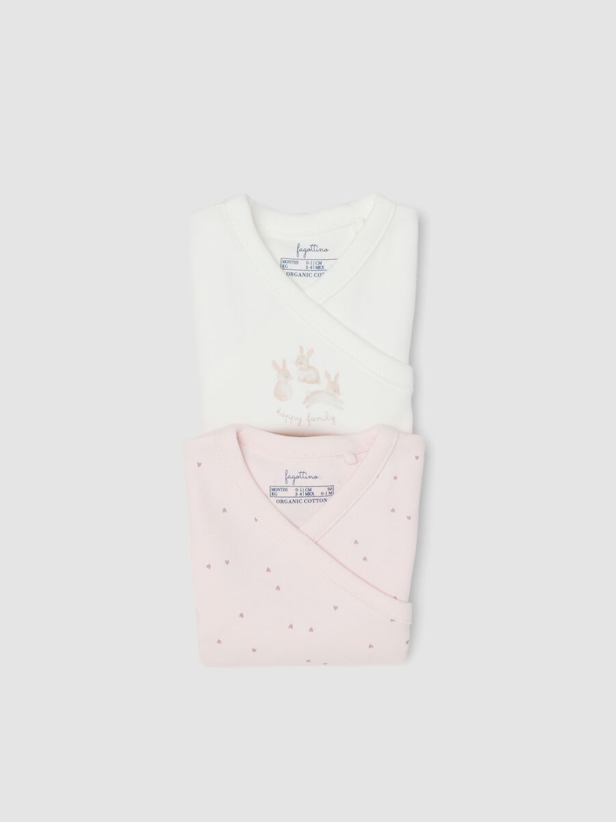 Two-pack of pink and white organic cotton short-sleeve bodysuits for baby girls_2