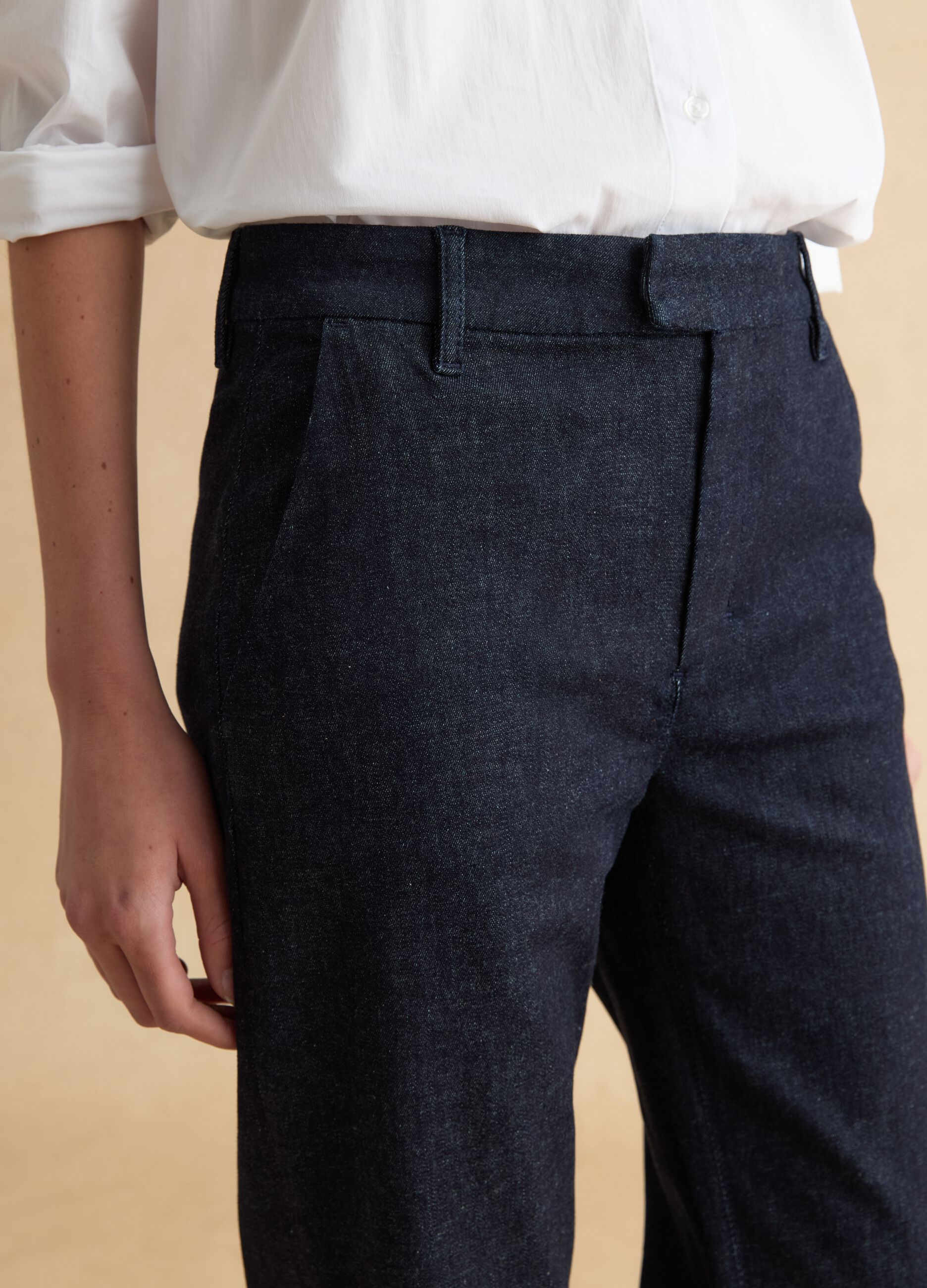 Blue Slim Fit Cotton Blend Chino Trousers