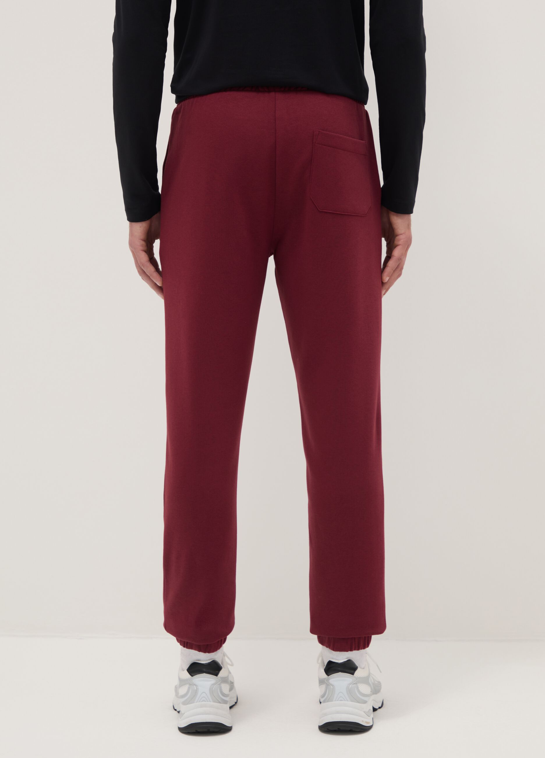 Red regular fit jogger trousers in cotton blend