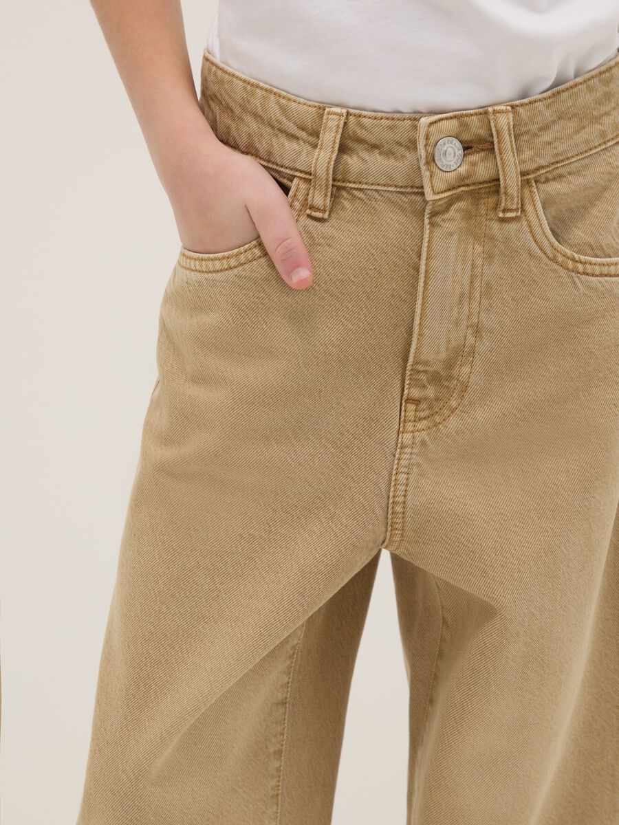 Jeans in puro cotone beige da ragazzo relaxed fit_2