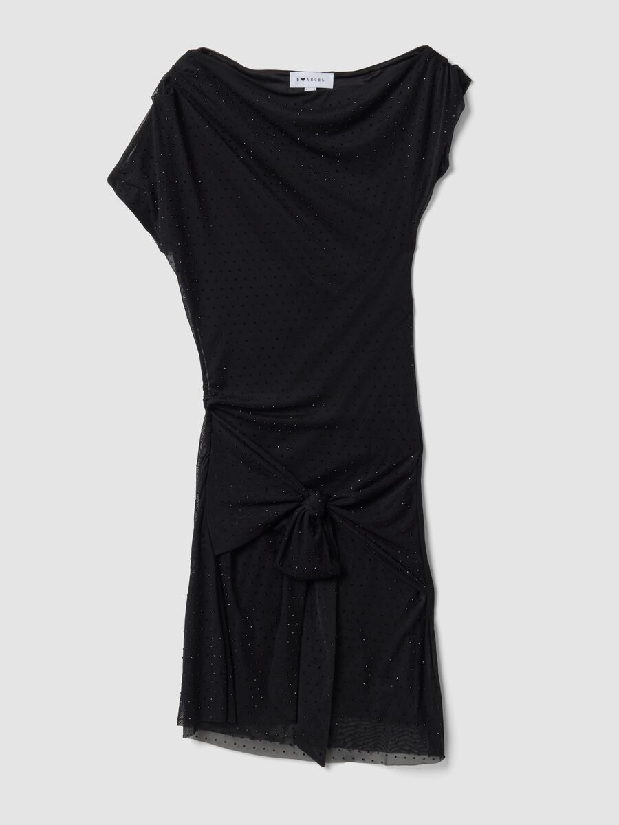 Black stretch dress with draped detail, regular fit_4