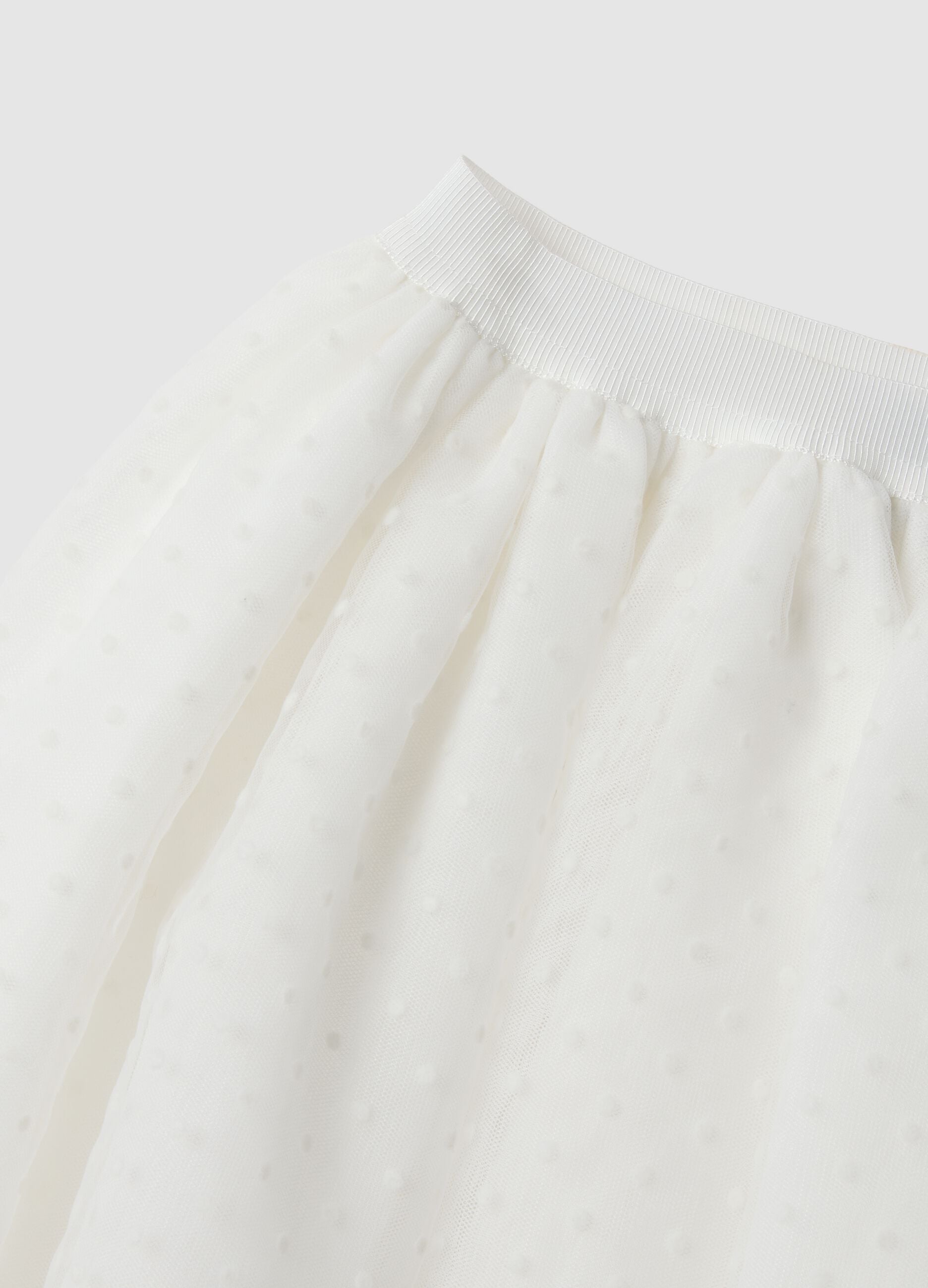 White mesh polka dot skirt for girls