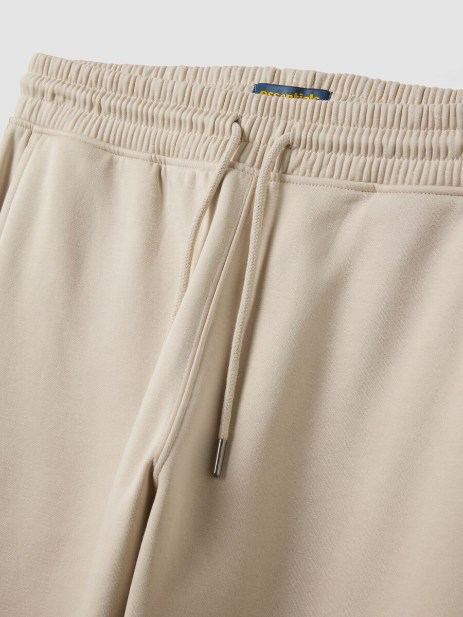 Jogger beige in misto cotone con fondo a polsino e coulisse_6