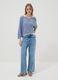Light blue viscose and linen blend V-neck jumper_1